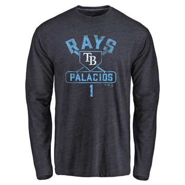 Men's Tampa Bay Rays Richie Palacios ＃1 Base Runner Long Sleeve T-Shirt - Navy