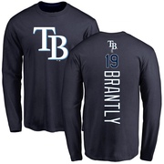 Men's Tampa Bay Rays Rob Brantly ＃19 Backer Long Sleeve T-Shirt - Navy