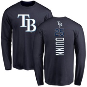 Men's Tampa Bay Rays Roman Quinn ＃25 Backer Long Sleeve T-Shirt - Navy