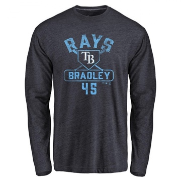 Men's Tampa Bay Rays Taj Bradley ＃45 Base Runner Long Sleeve T-Shirt - Navy