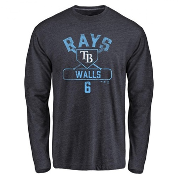 Men's Tampa Bay Rays Taylor Walls ＃6 Base Runner Long Sleeve T-Shirt - Navy