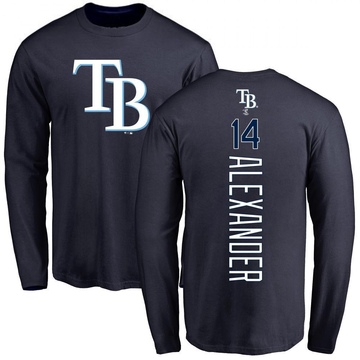 Men's Tampa Bay Rays Tyler Alexander ＃14 Backer Long Sleeve T-Shirt - Navy