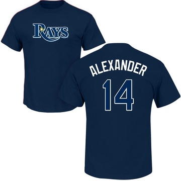 Men's Tampa Bay Rays Tyler Alexander ＃14 Roster Name & Number T-Shirt - Navy