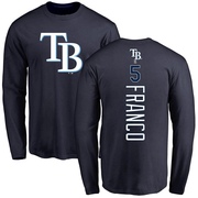 Men's Tampa Bay Rays Wander Franco ＃5 Backer Long Sleeve T-Shirt - Navy