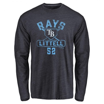 Men's Tampa Bay Rays Zack Littell ＃52 Base Runner Long Sleeve T-Shirt - Navy