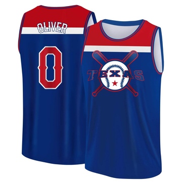 Men's Texas Rangers Al Oliver ＃0 Legend Baseball Tank Top - Royal/Red