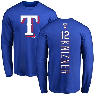 Men's Texas Rangers Andrew Knizner ＃12 Backer Long Sleeve T-Shirt - Royal