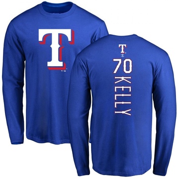 Men's Texas Rangers Antoine Kelly ＃70 Backer Long Sleeve T-Shirt - Royal