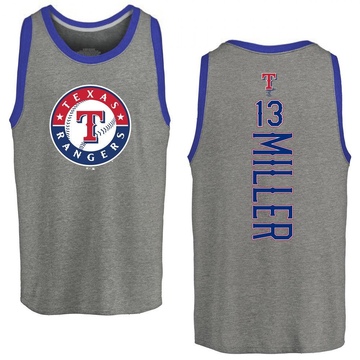 Men's Texas Rangers Brad Miller ＃13 Backer Tank Top Ash