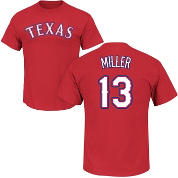 Men's Texas Rangers Brad Miller ＃13 Roster Name & Number T-Shirt - Red