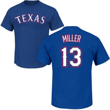 Men's Texas Rangers Brad Miller ＃13 Roster Name & Number T-Shirt - Royal