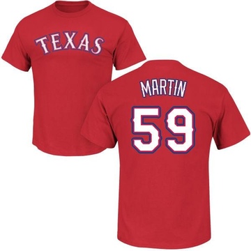 Men's Texas Rangers Brett Martin ＃59 Roster Name & Number T-Shirt - Red