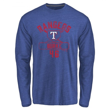 Men's Texas Rangers Brock Burke ＃46 Base Runner Long Sleeve T-Shirt - Royal