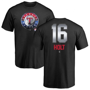 Men's Texas Rangers Brock Holt ＃16 Midnight Mascot T-Shirt - Black