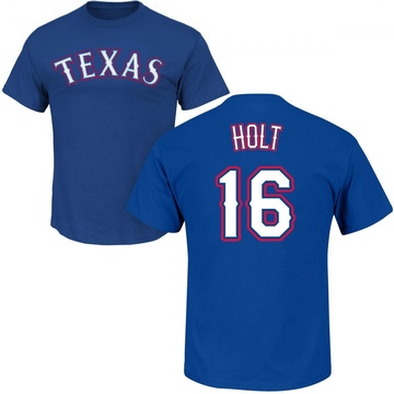 Men's Texas Rangers Brock Holt ＃16 Roster Name & Number T-Shirt - Royal