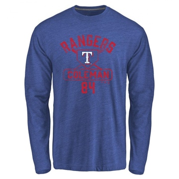 Men's Texas Rangers Carson Coleman ＃84 Base Runner Long Sleeve T-Shirt - Royal