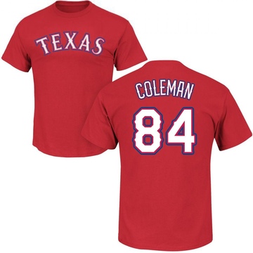 Men's Texas Rangers Carson Coleman ＃84 Roster Name & Number T-Shirt - Red