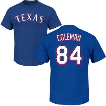 Men's Texas Rangers Carson Coleman ＃84 Roster Name & Number T-Shirt - Royal