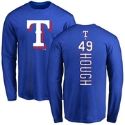 Men's Texas Rangers Charlie Hough ＃49 Backer Long Sleeve T-Shirt - Royal