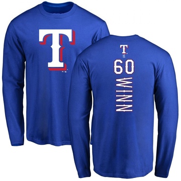 Men's Texas Rangers Cole Winn ＃60 Backer Long Sleeve T-Shirt - Royal