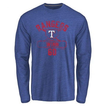 Men's Texas Rangers Cole Winn ＃60 Base Runner Long Sleeve T-Shirt - Royal