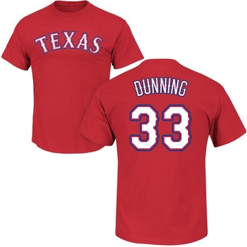 Men's Texas Rangers Dane Dunning ＃33 Roster Name & Number T-Shirt - Red