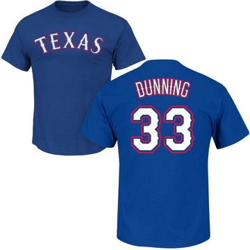 Men's Texas Rangers Dane Dunning ＃33 Roster Name & Number T-Shirt - Royal