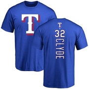 Men's Texas Rangers David Clyde ＃32 Backer T-Shirt - Royal