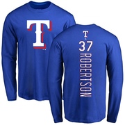 Men's Texas Rangers David Robertson ＃37 Backer Long Sleeve T-Shirt - Royal