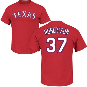 Men's Texas Rangers David Robertson ＃37 Roster Name & Number T-Shirt - Red