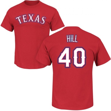 Men's Texas Rangers Derek Hill ＃40 Roster Name & Number T-Shirt - Red