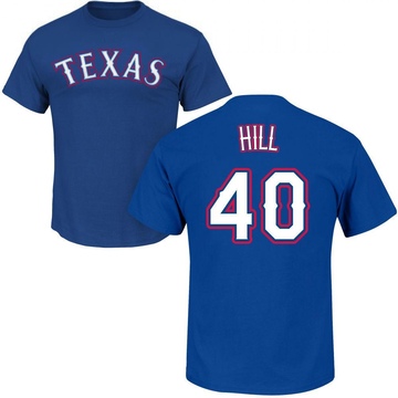 Men's Texas Rangers Derek Hill ＃40 Roster Name & Number T-Shirt - Royal