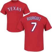 Men's Texas Rangers Ivan Rodriguez ＃7 Roster Name & Number T-Shirt - Red