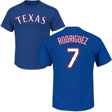 Men's Texas Rangers Ivan Rodriguez ＃7 Roster Name & Number T-Shirt - Royal