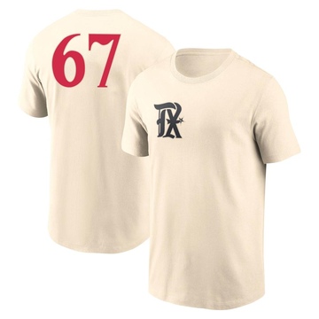 Men's Texas Rangers Jacob Latz ＃67 2023 City Connect Name & Number T-Shirt - Cream