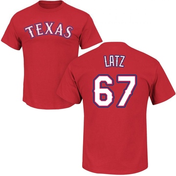 Men's Texas Rangers Jacob Latz ＃67 Roster Name & Number T-Shirt - Red