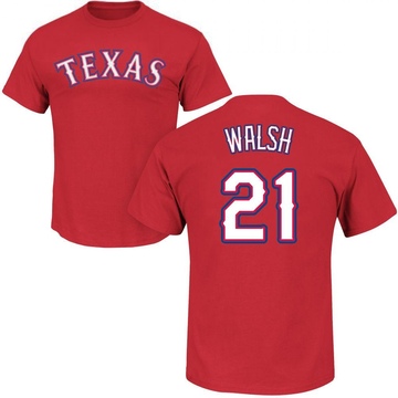 Men's Texas Rangers Jared Walsh ＃21 Roster Name & Number T-Shirt - Red