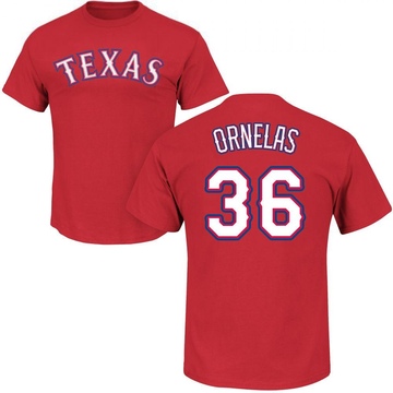 Men's Texas Rangers Jonathan Ornelas ＃36 Roster Name & Number T-Shirt - Red