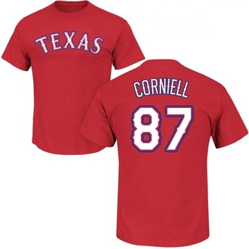 Men's Texas Rangers Jose Corniell ＃87 Roster Name & Number T-Shirt - Red