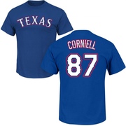 Men's Texas Rangers Jose Corniell ＃87 Roster Name & Number T-Shirt - Royal