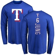 Men's Texas Rangers Josh Jung ＃6 Backer Long Sleeve T-Shirt - Royal