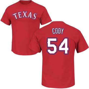 Men's Texas Rangers Kyle Cody ＃54 Roster Name & Number T-Shirt - Red