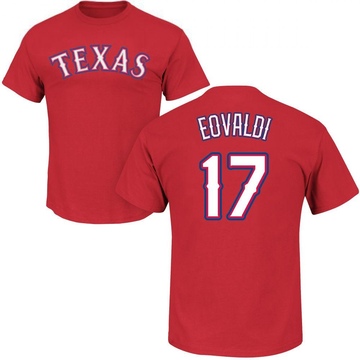 Men's Texas Rangers Nathan Eovaldi ＃17 Roster Name & Number T-Shirt - Red