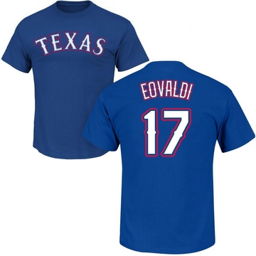 Men's Texas Rangers Nathan Eovaldi ＃17 Roster Name & Number T-Shirt - Royal