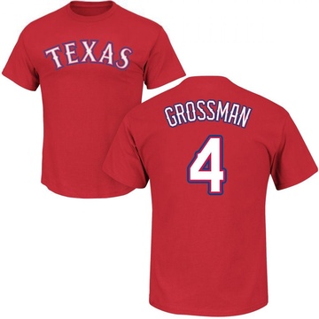 Men's Texas Rangers Robbie Grossman ＃4 Roster Name & Number T-Shirt - Red