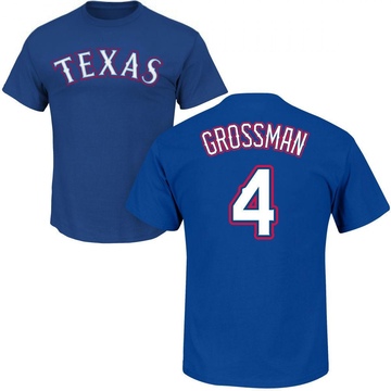 Men's Texas Rangers Robbie Grossman ＃4 Roster Name & Number T-Shirt - Royal