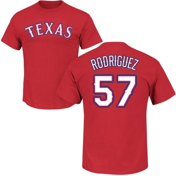 Men's Texas Rangers Yerry Rodriguez ＃57 Roster Name & Number T-Shirt - Red