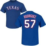 Men's Texas Rangers Yerry Rodriguez ＃57 Roster Name & Number T-Shirt - Royal