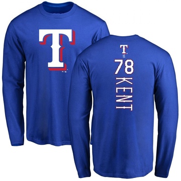 Men's Texas Rangers Zachary Kent ＃78 Backer Long Sleeve T-Shirt - Royal