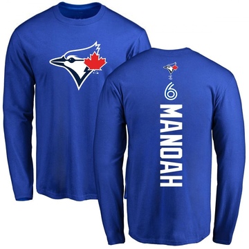 Men's Toronto Blue Jays Alek Manoah ＃6 Backer Long Sleeve T-Shirt - Royal
